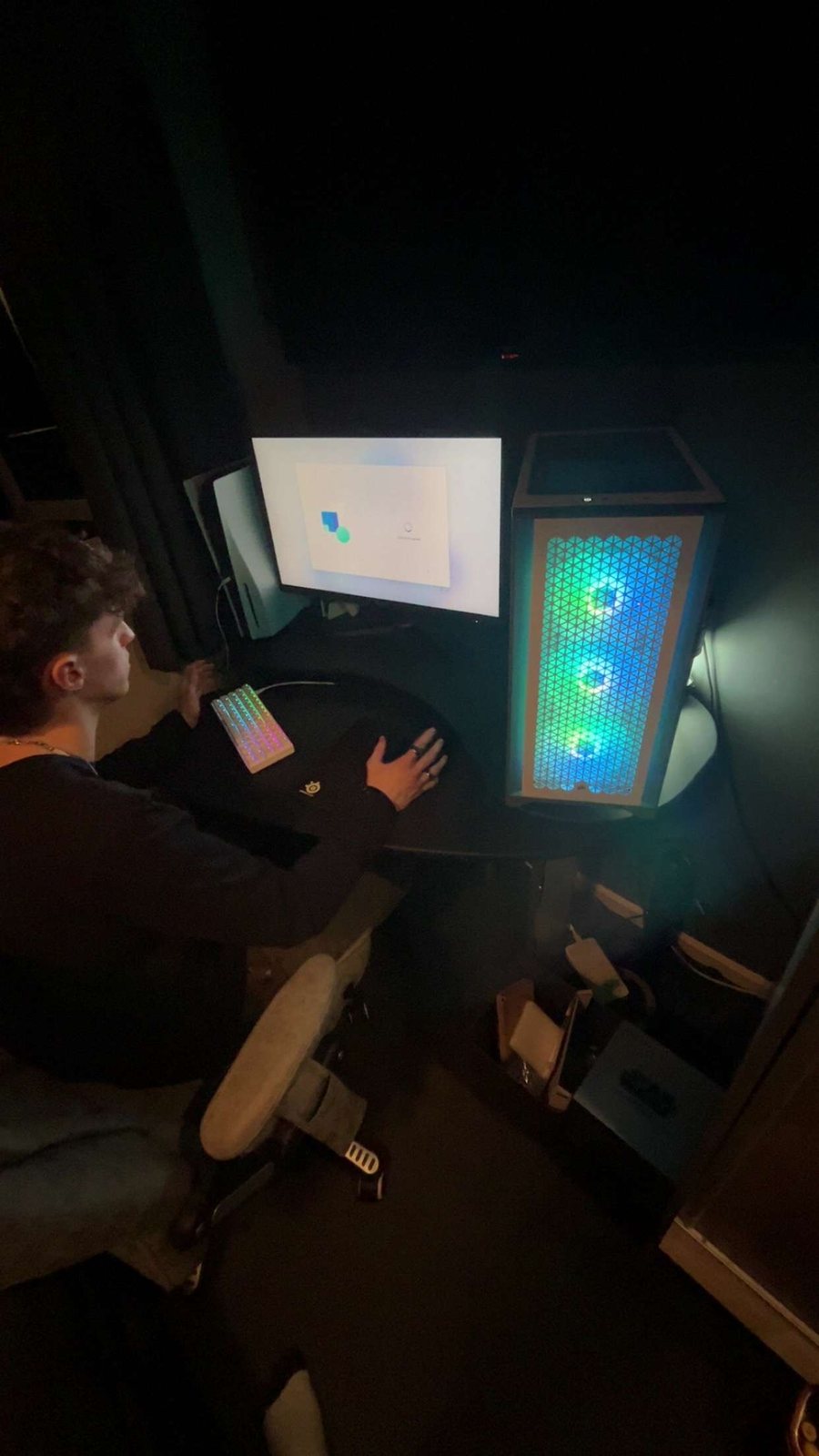 Gaming PC being configured and tested